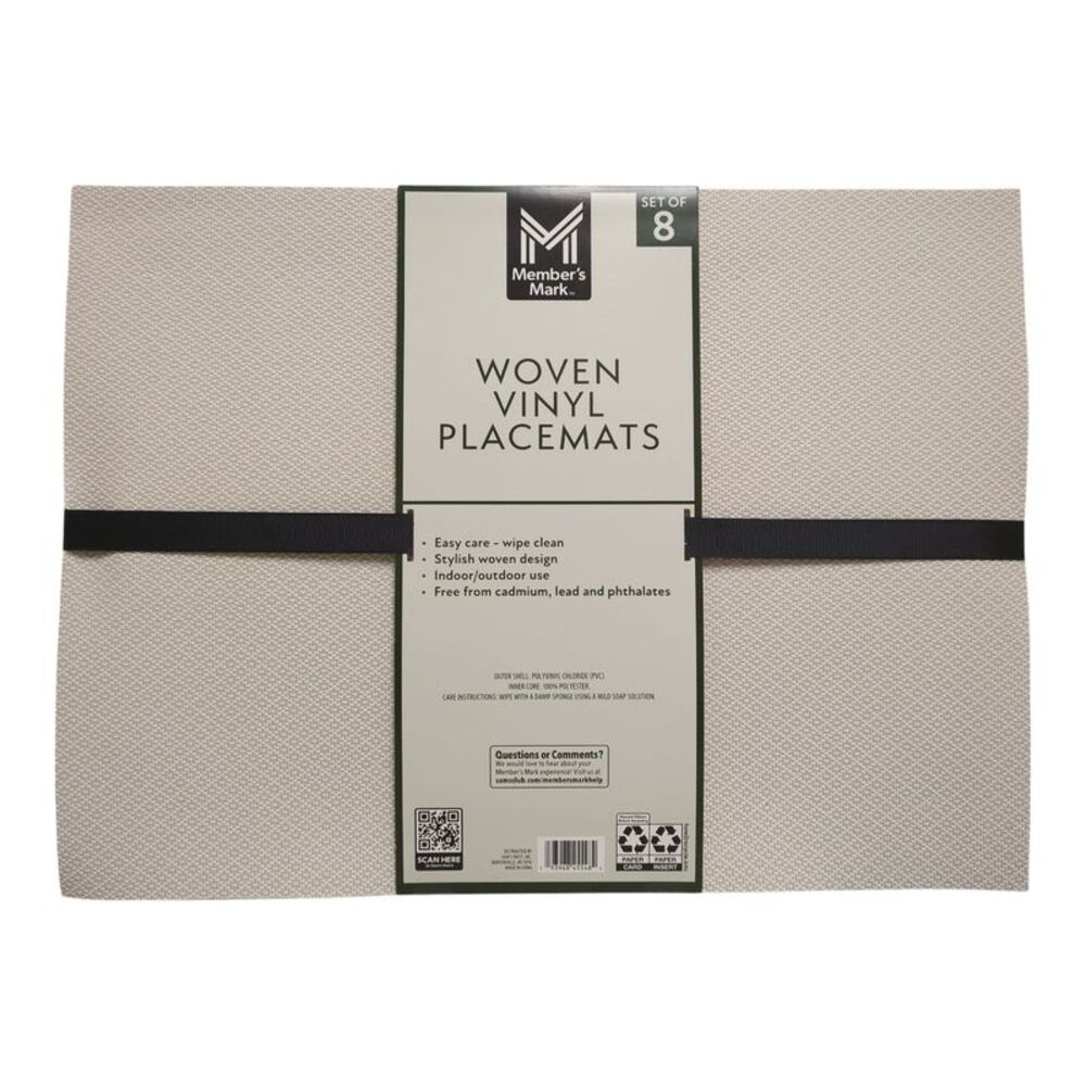 Member's Mark Indoor/Outdoor Woven Vinyl Placemats, Set of 8 - Tan